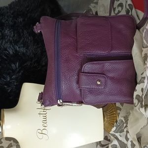 CROSSBODY PURPLE GENUINE LEATHER
